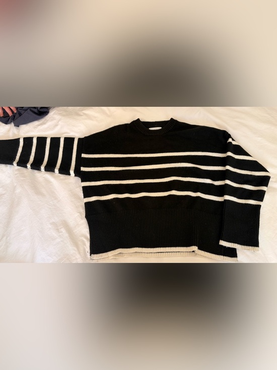 Bershka Sweaters - Bershka Black and White Striped Knit Sweater